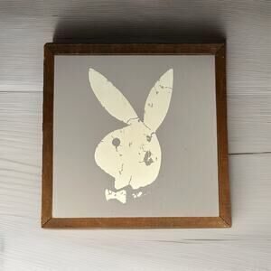 Vintage 1980's 12” Novelty Carnival Prize Playboy Bunny Logo Glass/Mirror Rare